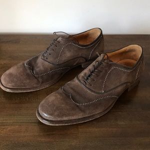 John Varvatos chocolate suede distressed shoe 11